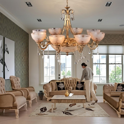 Lustr Luxus Stropní lampa Lustr Stropní lampa Sklo Zlato