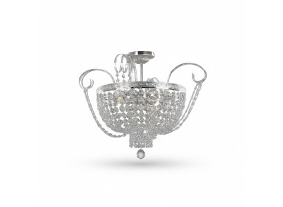 Lüster Deckenleuchter Luxus Kronleuchter Deckenlampe Silber Kristall