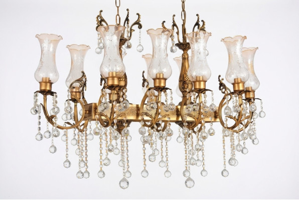 Kronleuchter Deckenleuchter Luxus Deckenlampe Lüster Gold Kristall Leuchte