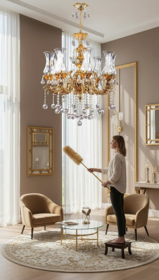 Lüster Luxus Deckenleuchter Gold Kronleuchter Deckenlampe Kristall Art