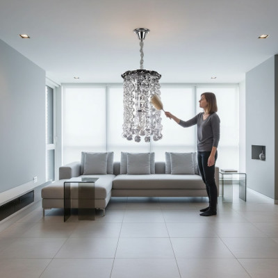 Kronleuchter Deckenleuchter Silber Deckenlampe Lüster Kristall Lampe