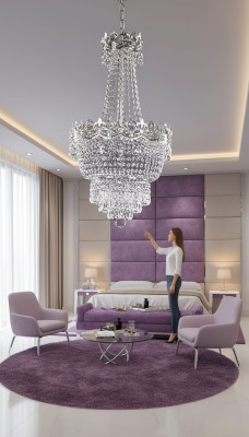 Lustr, stropní lampa, stříbrná lampa, lustr, krystalová lampa