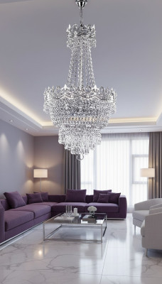 Lustr, stropní lampa, stříbrná lampa, lustr, krystalová lampa