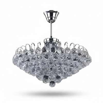 Lüster Deckenleuchter Kronleuchter Silber Deckenlampe Kristall Lampe