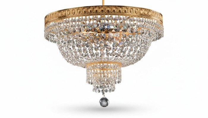 Lüster Deckenleuchter Luxus Gold Kronleuchter Deckenlampe Kristall Art