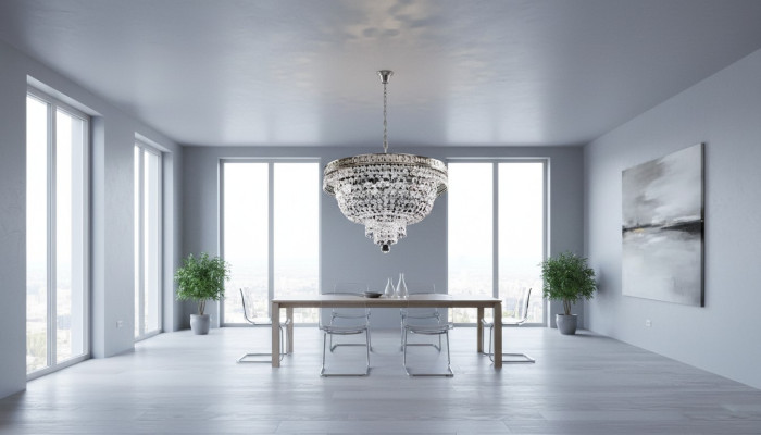 Runde Deckenlampe Kristall Deckenleuchter Luxus Silber Kronleuchter Lüster