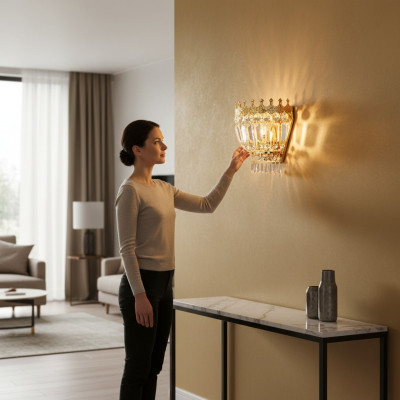 Nástěnná svítidla Nástěnná lampa Nástěnná lampa lustr Stěna Lampy Krystal Zlato