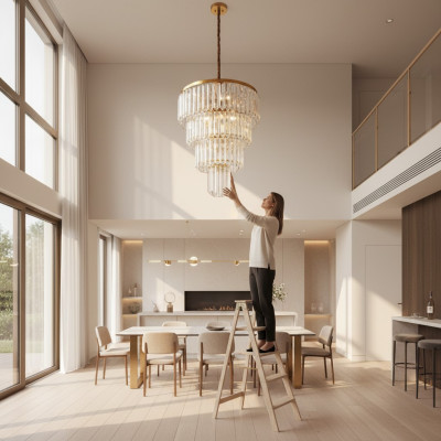 Náhradní lampa Stropní lustr Luxus Zlatý Lustr Krystalový Umění