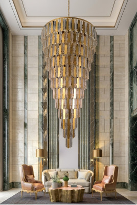 Křišťálový lustr zlatý stropní lampa 80 cm kapka