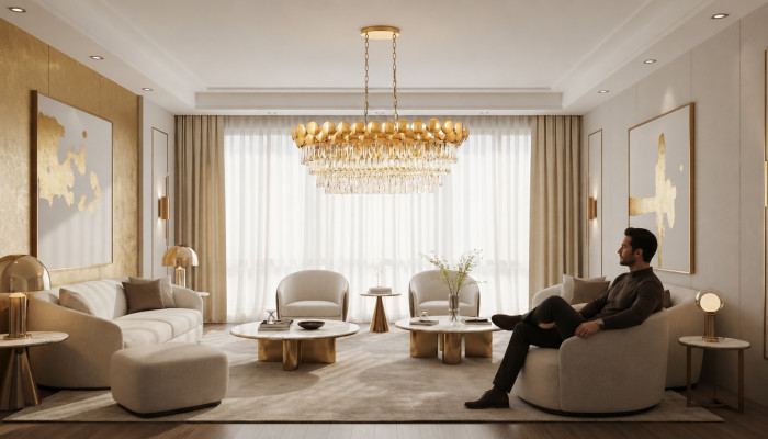 Kronleuchter Deckenleuchter Gold Deckenlampe Lüster Kristall XXL Art
