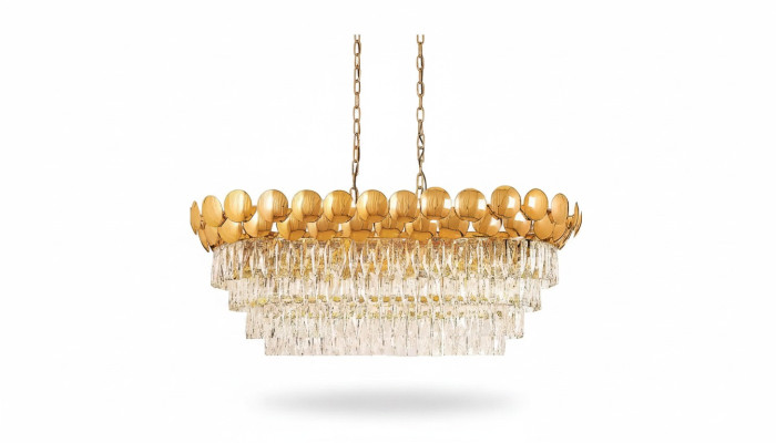 Kronleuchter Deckenleuchter Gold Deckenlampe Lüster Kristall XXL Art