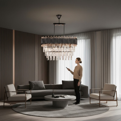 Lustr Luxus Šedý Stropní Lampa Lustre Křišťál