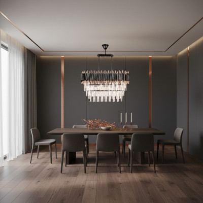 Lustr Luxus Šedý Stropní Lampa Lustre Křišťál