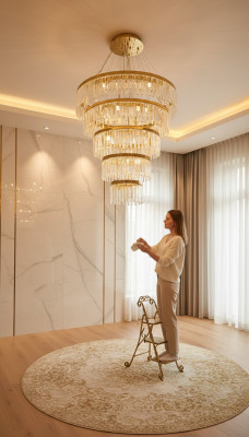 Kronleuchter Deckenleuchter Luxus Gold Deckenlampe Lüster Kristall Lampe