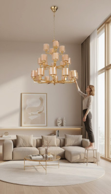 Kronleuchter Deckenleuchter Modern Gold Deckenlampe Lüster Glas XXL