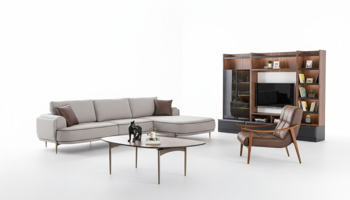 Stoffsofa Ecksofa L Form Sofa Stoff Sofas Grau Modern Wohnzimmer Möbel