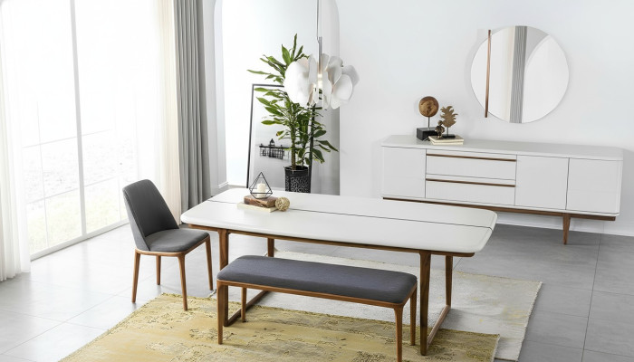 Essgruppe Essecke Esszimmer Esstisch Stühle Tisch Set 8tlg Holz Weiß