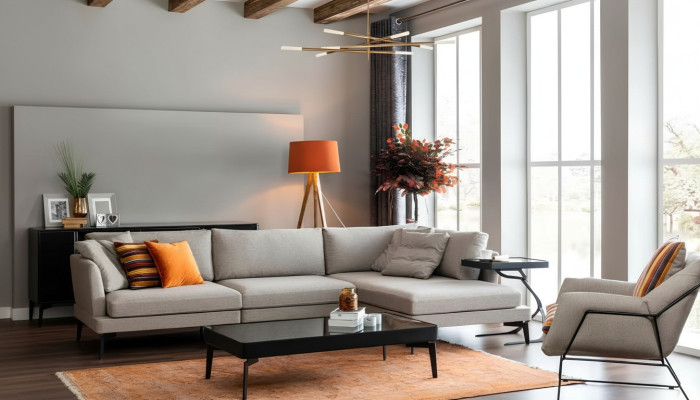 Stoffsofa Ecksofa L Form Sofa Sofas Grau Stoff Wohnzimmer Modern Eck