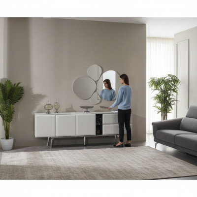 Sideboard mit Spiegel Kommode Weiß Konsoletisch Tisch Modern Holz Set