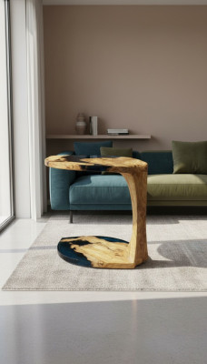 Beisteltisch Kaffeetisch Couchtisch Epoxidharz Braun Wohnzimmer Design