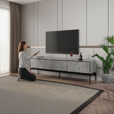 Stands for TV RTV Lowboard Modern TV Living Room Grey Wood Table