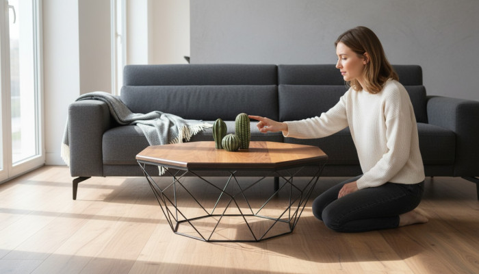 Konferenční stolek - čajový stůl - postranní stůl - hnědý - designový stůl - dřevo