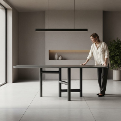 Kuchyňský stůl Jídelní stůl Rozkládací design Luxus Dřevo Šedý Stůl