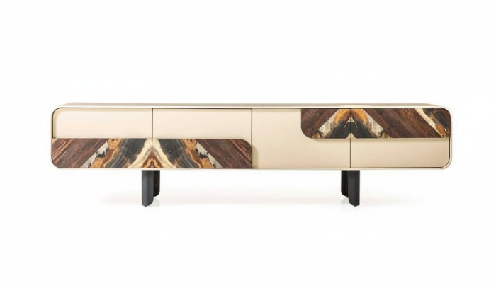 TV Ständer RTV Lowboard Sideboard Holz Beige Wohnzimmer Wohnwand Möbel