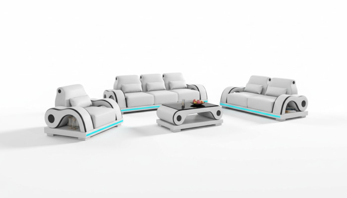 Couchgarnitur Sofagarnitur Luxus Komplette Weiß Ledersofa Couch Modern Sofa