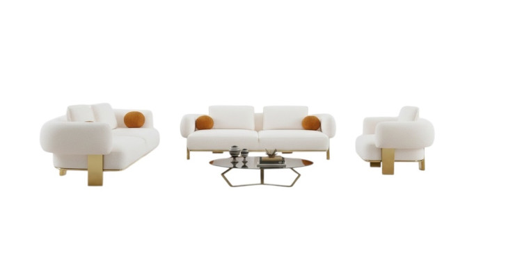 Komplette Couchgarnitur Sofagarnitur Weiß Sitzer Polstersofa Stoffsofa sofa