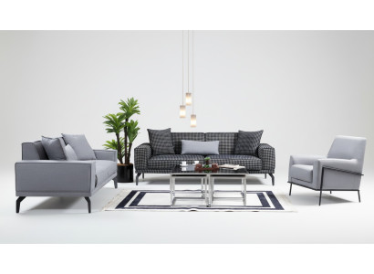 Graue Sofagarnitur Komplette Couchgarnitur Polstersofa Stoffsofa Sofa