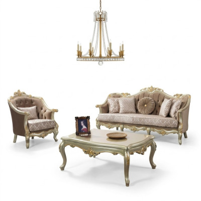 Lát překrytí čalouněná sestava pohovka Chesterfield Beige Set