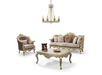 Lát překrytí čalouněná sestava pohovka Chesterfield Beige Set
