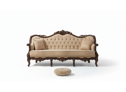 Dreisitzer Sofa 3 Sitz Stoffsofa Polstersofa Beige Stoff Chesterfield 235cm