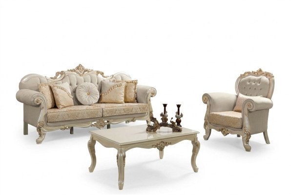 Luxus Sofagarnitur Komplette Couchgarnitur Beige Polstersofa Stoffsofa