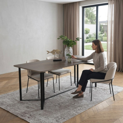 Esszimmer Essecke Essgruppe Esstisch Set 7tlg Holz Braun Stühle Modern