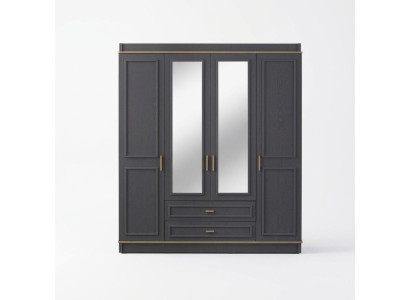Kleiderschrank Kinderschrank Schrank Holz Spiegel Grau Holzschrank
