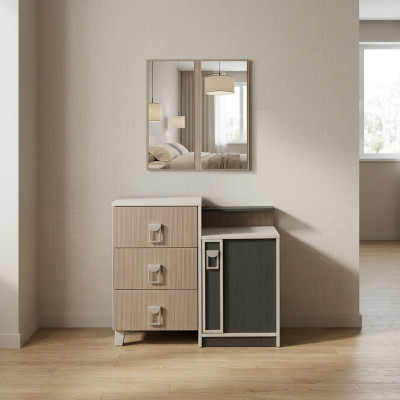Schlafzimmer Kommode Garnitur mit Spiegel Holz Braun Set Konsolentisch