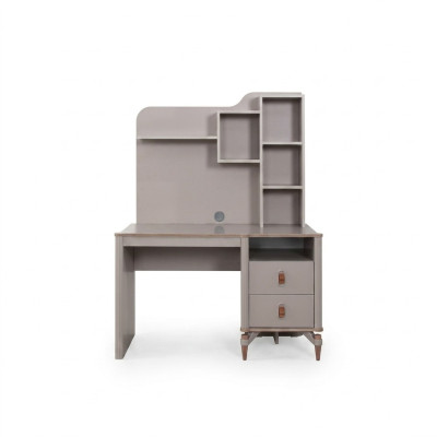 Schreibtisch Bürotisch Computertisch Beige Büromöbel Holz Tisch Regale