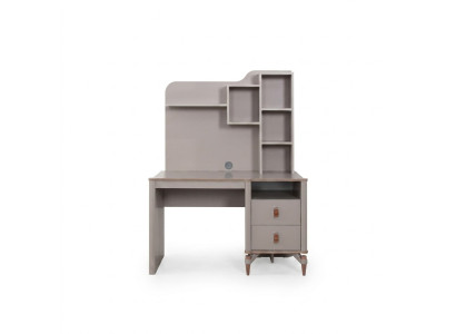 Schreibtisch Bürotisch Computertisch Beige Büromöbel Holz Tisch Regale