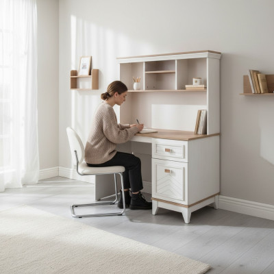 Schreibtisch Schrank Computertisch Weiß Büromöbel Holz Tisch Regale
