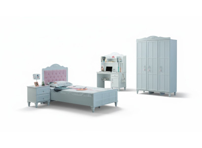 Komplette Kindermöbel Kinderbett Bett Holz Set 4tlg Kinderzimmer Weiß