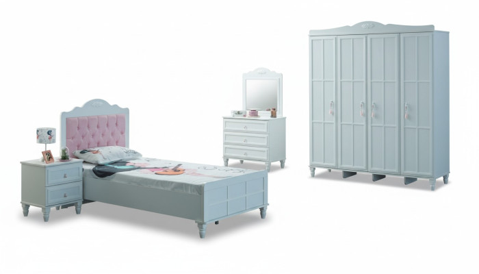Kinderzimmer Komplette Kindermöbel Kinderbett Bett Holz Set 5tlg Weiß