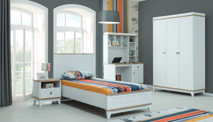 Jugenbett Kindermöbel Kinderbett Komplette Weiß Holz Set 4tlg Modern