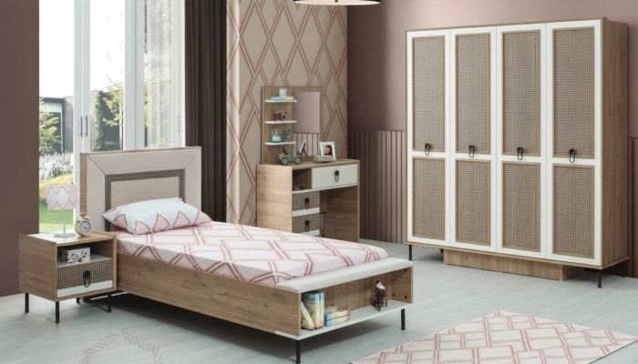 Schlafzimmer Sets Jugenbett Kinderbett Braun Holz Set 5tlg Bett Modern