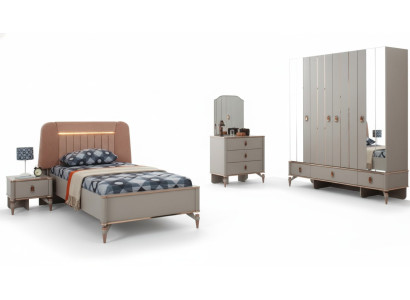 Jugenbett Kindermöbel Kinderbett Komplette Beige Holz Set 5tlg Modern