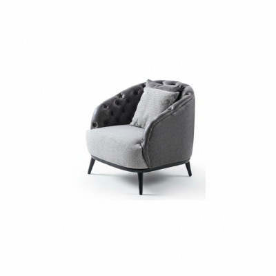 Design křeslo jednosedadlo 1-sedačka látkové křeslo šedé barvy design Chesterfield