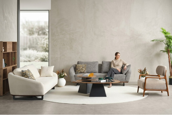Mega Garnitur Sofas Dreisitzer Sessel Sofa Stoff Stoffsofa Polstersofa 3+3+1+1