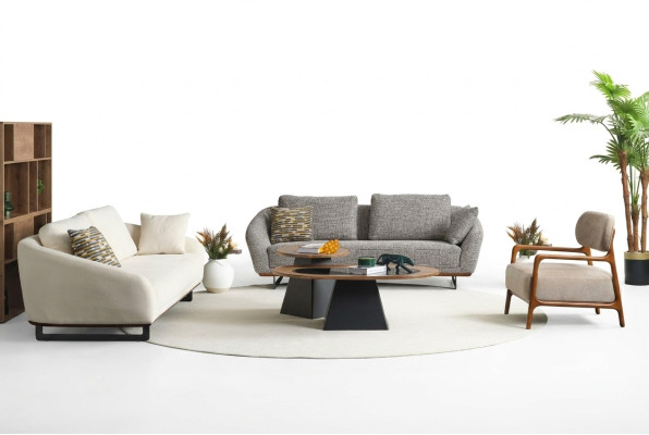 Mega Garnitur Sofas Dreisitzer Sessel Sofa Stoff Stoffsofa Polstersofa 3+3+1+1