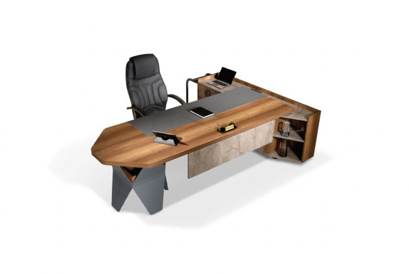 Bürotisch Schreibtisch Eckschreibtisch Arbeitstisch Büro Holz Braun